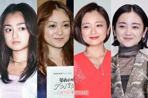 安達祐実（写真左から'98年・17歳、'06年・25歳、'15年・34歳、'21年・40歳）