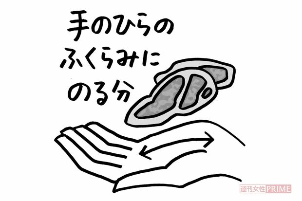 【肉・魚】タンパク質は身体に必要不可欠。ただし厚みのある肉は目安量より多くなるので、1日のトータル量で調整を。《イラスト／さとう遊》