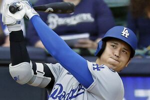 日本時間2025年7月9日、第31号ホームランを放った大谷翔平（共同通信）