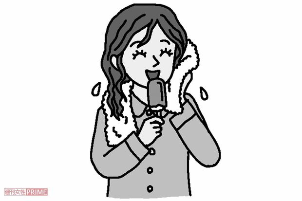 風呂上がりのアイス　イラスト／幸内あけみ