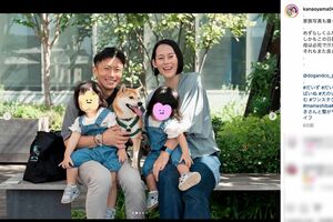 大山加奈と双子の娘たち、夫でスポーツトレーナーの緒方勝さん（大山加奈公式インスタグラムより）
