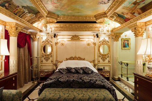 豪華な内装が魅力の一室。ベッドはシニアにうれしいリクライニング式(宮原さん提供)