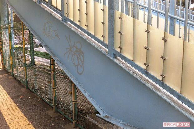 以前は雨露をしのげた歩道橋下は立ち入り禁止になっている（筆者撮影）