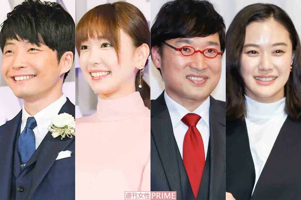 左から星野源・新垣結衣、山里亮太・蒼井優