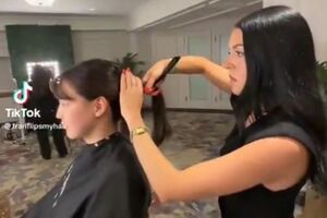 2025年7月のレッドカーペットで、事前に大谷翔平の妻・真美子さんをヘアセットする動画。美容師のSNSに投稿されていたが現在は削除済み