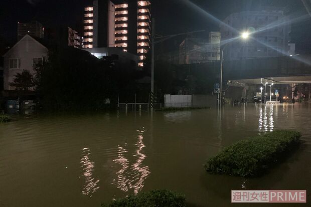 上丸子山王町付近、まるで川のよう