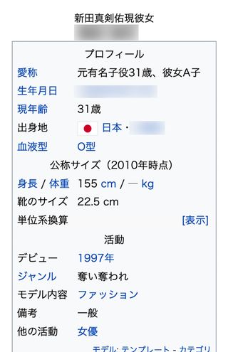 新田真剣佑の彼女“A子”とされる元女優の「Wikipedia」のプロフィールが…（2021年4月22日15時時点で修正された）