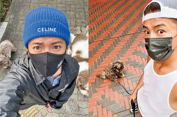 頭にも注目したい。夏はキャップ、冬はニットキャップを愛用する拓哉サマ。右のように後ろ向きにかぶるのもやんちゃでよき（木村拓哉のインスタグラムより）