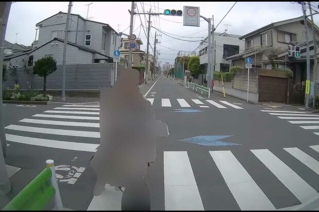 拡散されたドライブレコーダーの映像より。女性は数々の交通違反を……（画像の一部を加工しています）