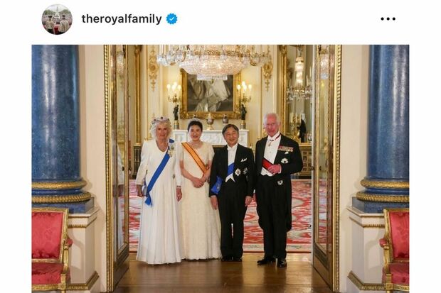2024年、イギリスを訪問しチャールズ国王とカミラ王妃の主催する晩さん会に出席された天皇皇后両陛下(英王室の公式インスタグラムより)