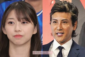 『元モー娘。』の牧野真莉愛(左)と新庄剛志(左)