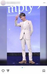 台北市内で開かれた健康食品のPR記者会見に登場した木村拓哉。ファンがその姿を拡散して話題に（インスタグラムより）