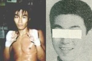 ムエタイ選手時代の湊容疑者と少年時代の写真