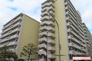 事件があった大阪市営住宅。この9階の階段踊り場から落ちたとみられる