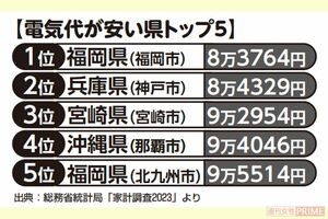 電気代が安い県トップ5