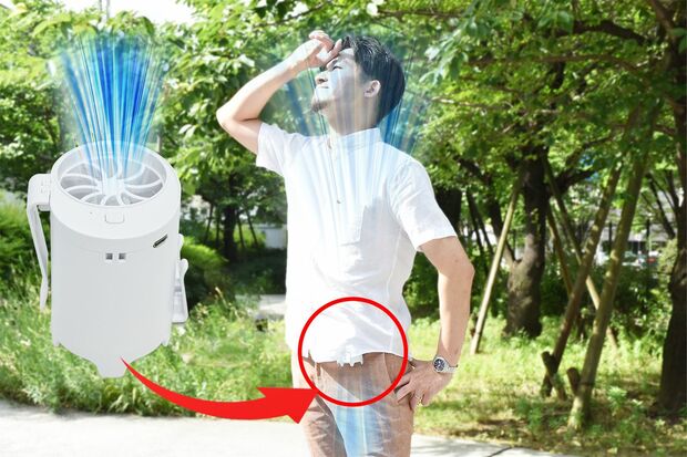 ベルトにひっかけて、服の内側に風を送る腰ベルトファン3（サンコー／2380円）※2022年は完売