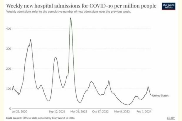 人口100万人当たりのCOVID-19の週間新規入院患者数（図：筆者作成）