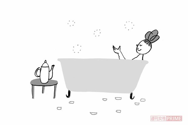 日焼けのあとには紅茶風呂　イラスト／やのひろこ　