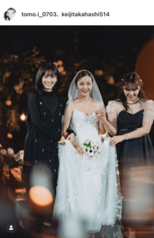 原と同期入団の高橋と元AKB48の板野友美が2024年に挙式（板野のインスタグラムより）