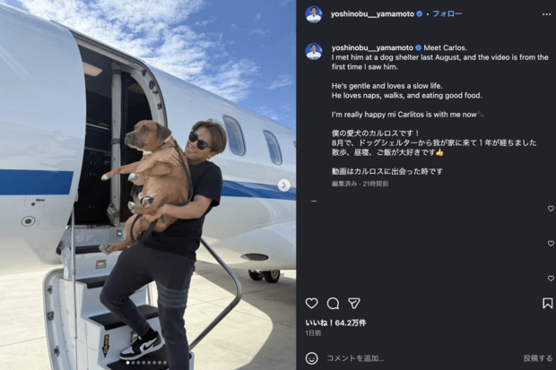 世界がベタ惚れしているドジャース・山本由伸の愛犬カルロス（公式インスラグラムより）