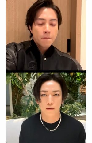 2024年2月11日、インスタライブで“再会”を約束した亀梨和也と山下智久（山下の公式インスタグラムより）
