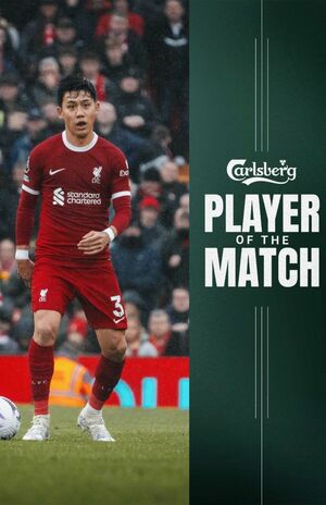マン・オブ・ザ・マッチに輝いた遠藤航（リヴァプール公式Xより）