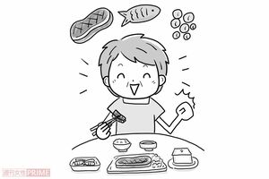 1.セロトニンの原料を含む食品を積極的にとる（イラスト／ますみかん）