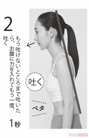 2.もう吐けないところまで吐いたら、お腹に力を入れてもう一度、吐く　撮影／岩谷優一（vale.）
