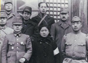 戦時中は、軍の慰問で各地を訪れた。写真は昭和18年に満州を慰問したときのもの