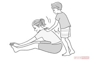 
p.p1 {margin: 0.0px 0.0px 0.0px 0.0px; text-align: center; font: 14.0px Helvetica}

筋肉を伸ばしすぎる危険性大！

人に押してもらうと、必要以上に強い力を加えがち。１人で行ってもストレッチは十分効果が得られる
