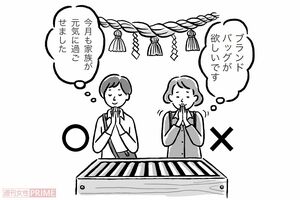 習慣3：神社では、自分のお願い事をするな（イラスト／やまだやすこ）
