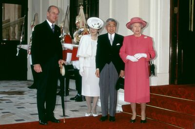 '98年5月、おふたりの訪英をエリザベス女王とフィリップ殿下が歓迎