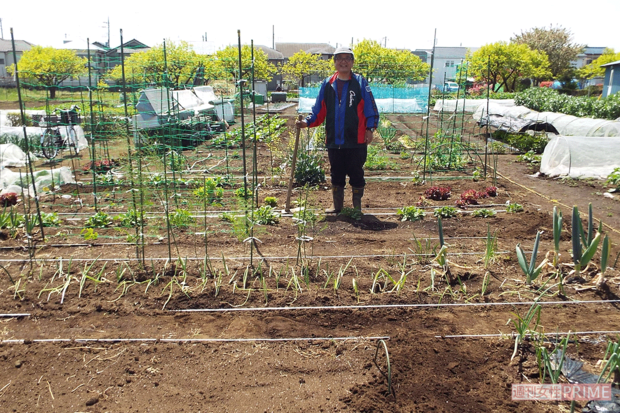 自宅近くに60坪の土地を借りて、農作業に精を出す。土を耕していると自然と鍛えられるので、健康そのもの
