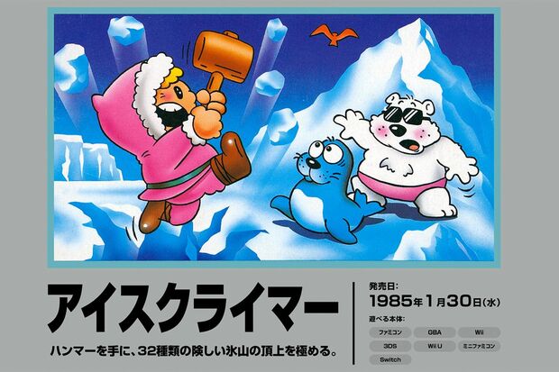 1985年1月30日発売のファミコンソフト『アイスクライマー』（任天堂公式HPより）