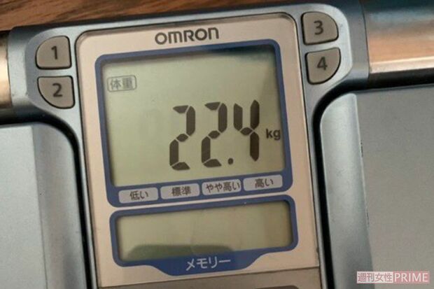 驚きの数字だが、一時は21.2キロまで低下。18.5～25が普通とされるBMI（体格指数）はひとケタだ