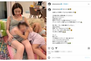「上品なお母さんには見えない」批判を浴びた宮崎麗果の服装（本人インスタグラムより）