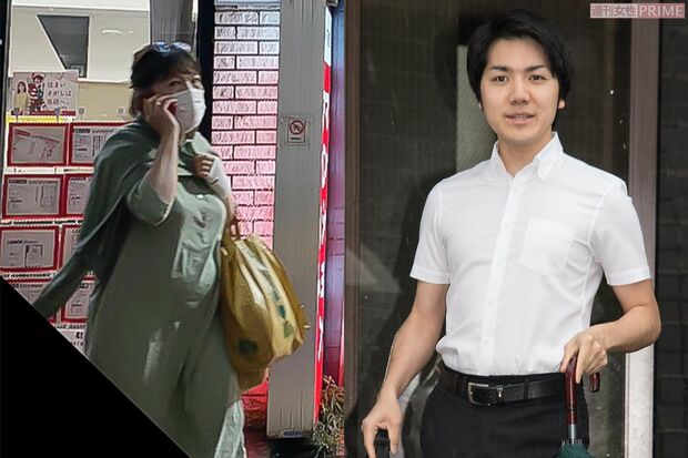 いまだに帰国予定のない小室さん（'17年5月）と、出勤時に約3万円のイヤホンを装着する佳代さんは徒歩で退勤（10月中旬）