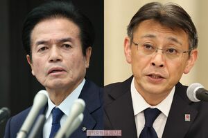 ビッグモーターの兼重元社長（左）と損保ジャパンの白川元社長の対応に多くの批判が