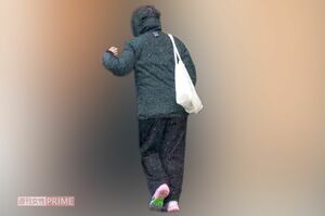 娘と一緒に“キャッキャ”と鬼ごっこをした後に車で出かけ、しばらくして帰ってきた安藤サクラの後ろ姿