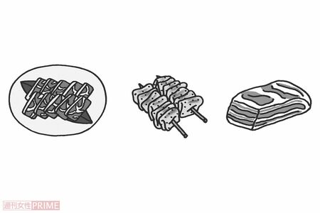 悪玉コレステロールを増やす肉（イラスト／幸内あけみ）