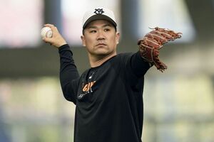 2025年1月28日、巨人・宮崎合同自主トレに参加した田中将大投手（共同通信社）