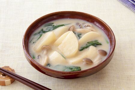 かぶとほうれん草の豆乳煮