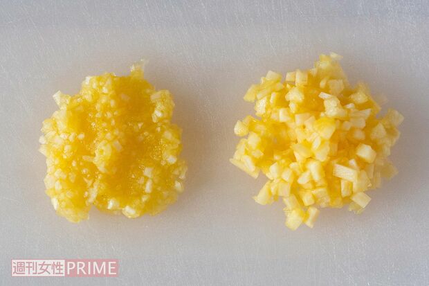 切る大きさを変えることで食感が際立つ