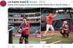 ホームランダービーで捕手を務めた水原一平氏(ロサンゼルス・エンゼルスの公式ツイッターより)