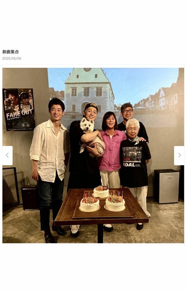 三浦知良、俳優の長男・獠太、格闘家の次男・孝太との親子ショット（三浦りさ子公式ブログより）