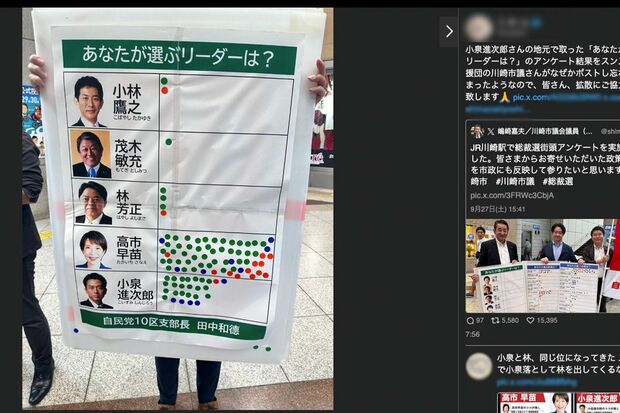 SNSで拡散されている「あなたが選ぶリーダーは?」のアンケート結果