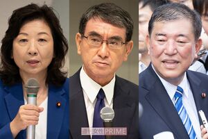 左から野田聖子氏、河野太郎氏、石破茂氏