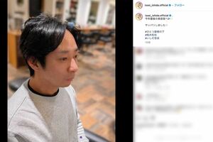 七三分けの黒髪をセットした姿を披露した、いしだ壱成。投稿には《＃ひとつ屋根の下＃柏木和也》というハッシュタグも（本人のインスタグラムより）