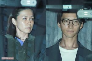 '19年5月22日、東京湾岸警察署に車で移送される田口・小嶺容疑者