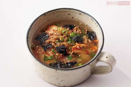 納豆キムチのピリ辛スープ